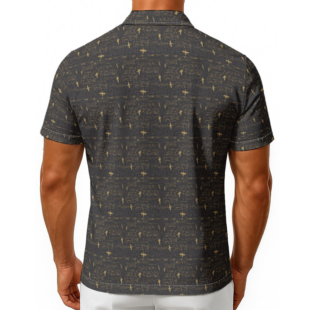 Scripture Hawaiian Shirt | KJV Bible Verse AOP Button-Up | Christian Streetwear | Black Gold Faith S