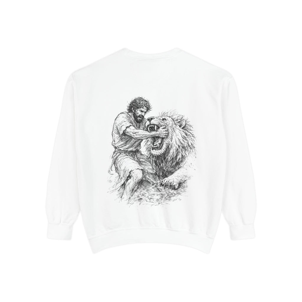 David and The lion  — Vintage Illustration Crewneck