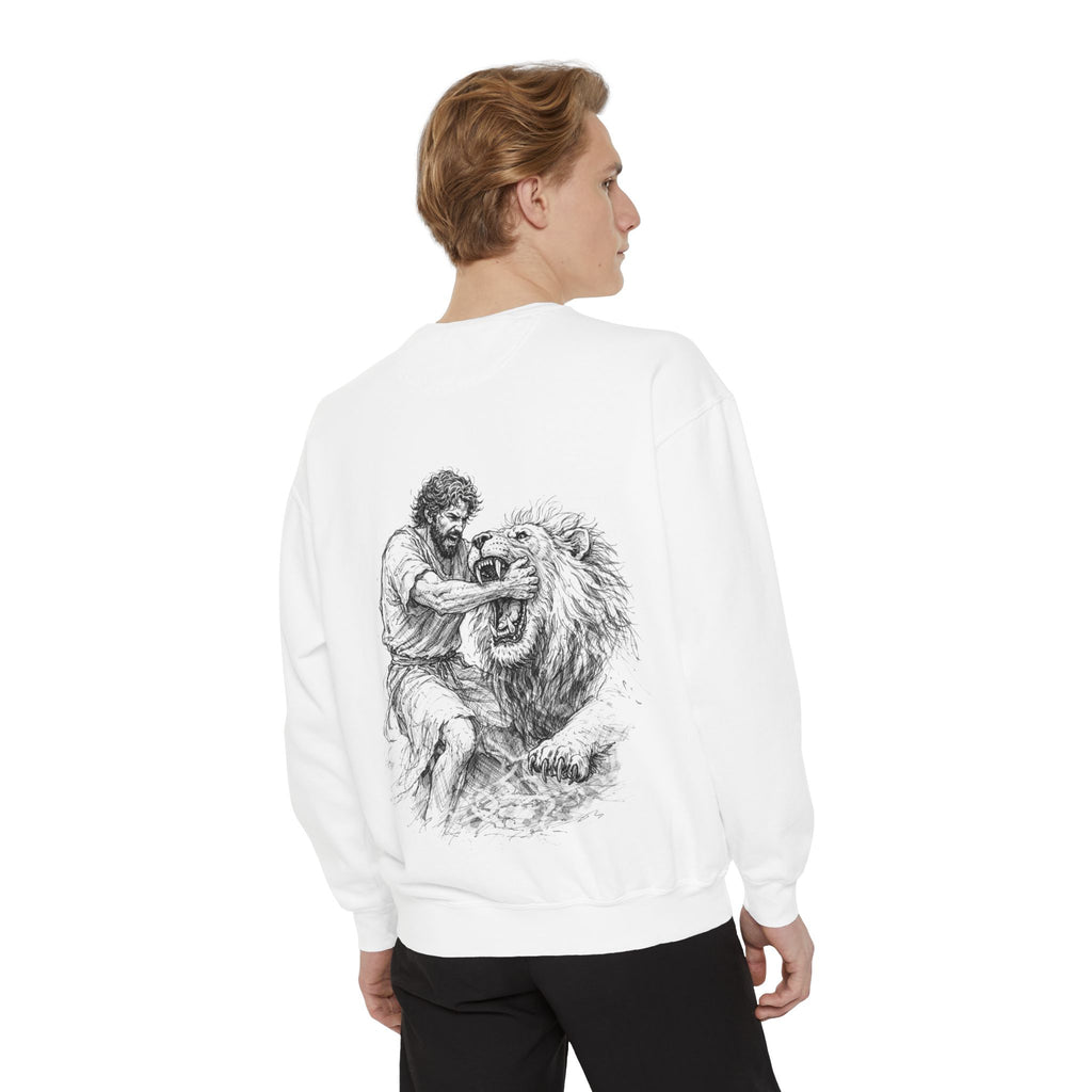 David and The lion  — Vintage Illustration Crewneck